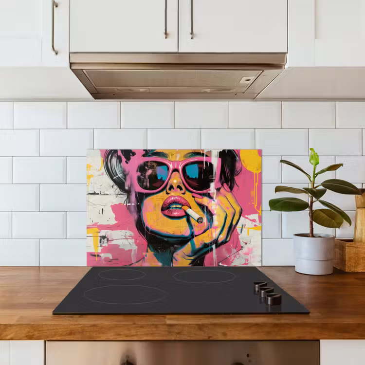 Spatscherm keuken - Portret - Vrouw - Abstract - Zonnebril — 3