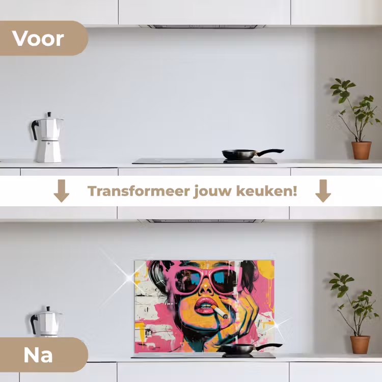 Spatscherm keuken - Portret - Vrouw - Abstract - Zonnebril — 7