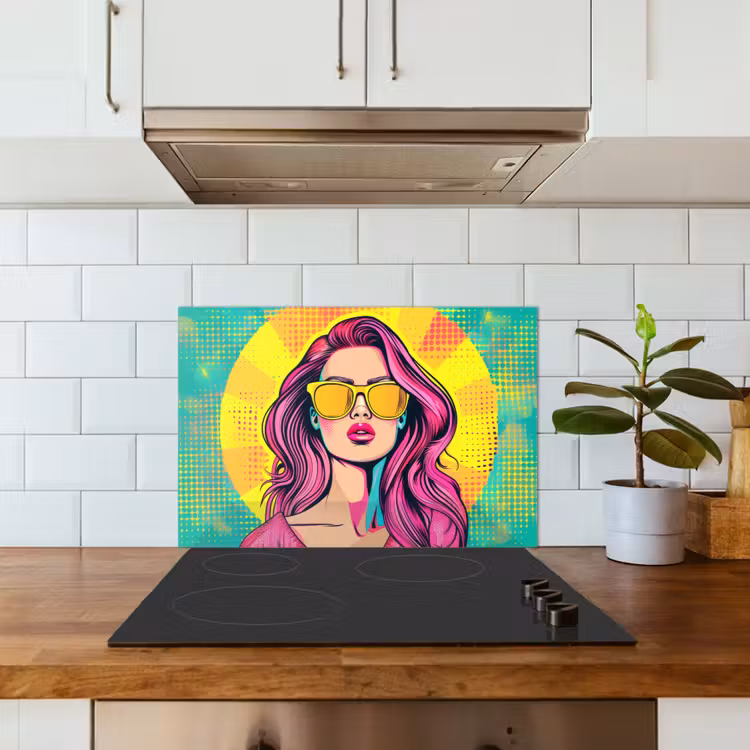 Spatscherm keuken - Zonnebril - Vrouw - Zonnig - Geel — 3