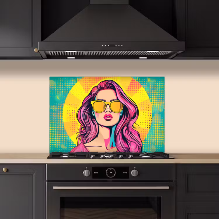 Spatscherm keuken - Zonnebril - Vrouw - Zonnig - Geel — 5