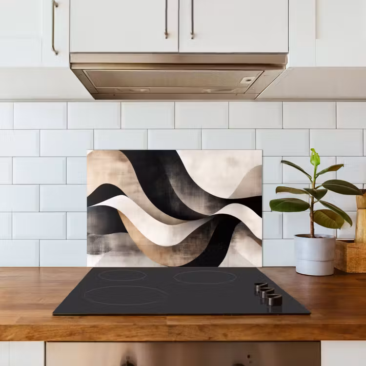 Spatscherm keuken - Abstract - Golven - Zwart - Verweerd — 3