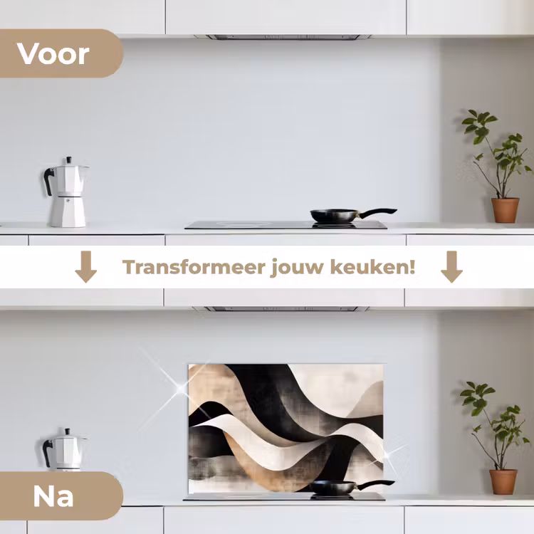 Spatscherm keuken - Abstract - Golven - Zwart - Verweerd — 7