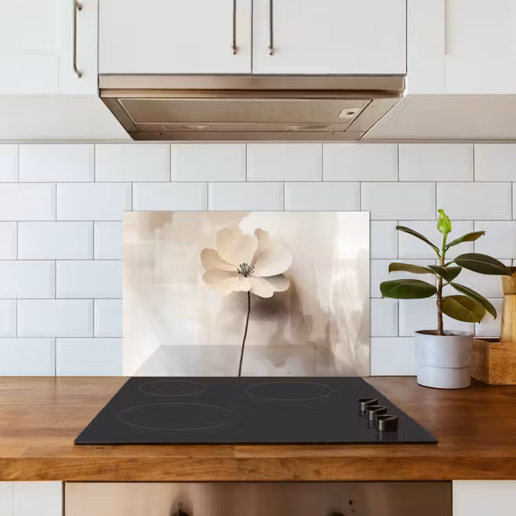 Spatscherm keuken - Bloem - Beige - Verf - Schaduw — 3