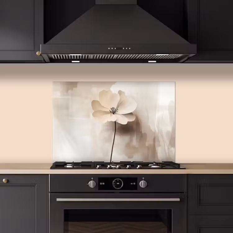 Spatscherm keuken - Bloem - Beige - Verf - Schaduw — 5