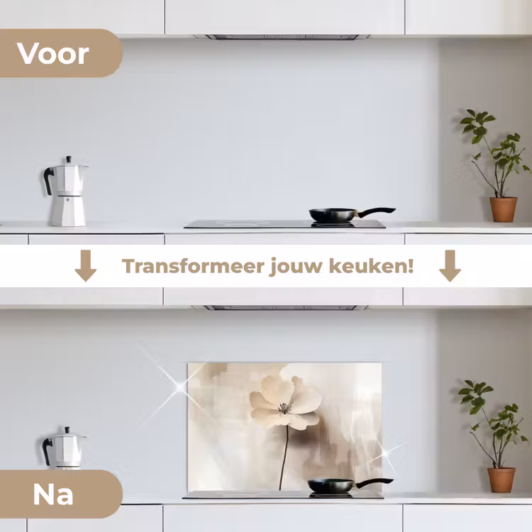 Spatscherm keuken - Bloem - Beige - Verf - Schaduw — 7