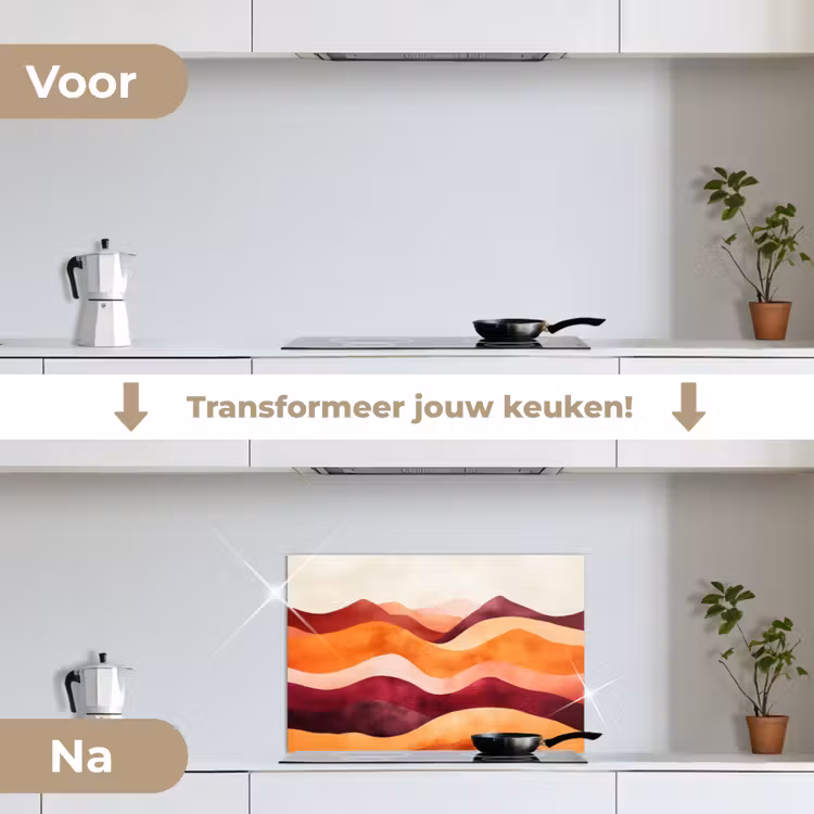 Spatscherm keuken - Abstract - Landschap - Golven — 7