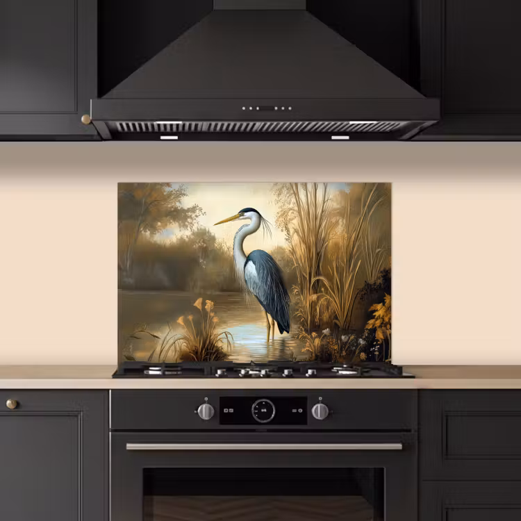 Spatscherm keuken - Reiger - Water - Planten — 5