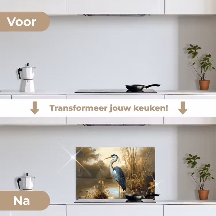 Spatscherm keuken - Reiger - Water - Planten — 7