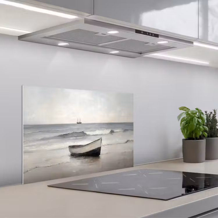 Spatscherm keuken - Roeiboot - Zee - Horizon — 1