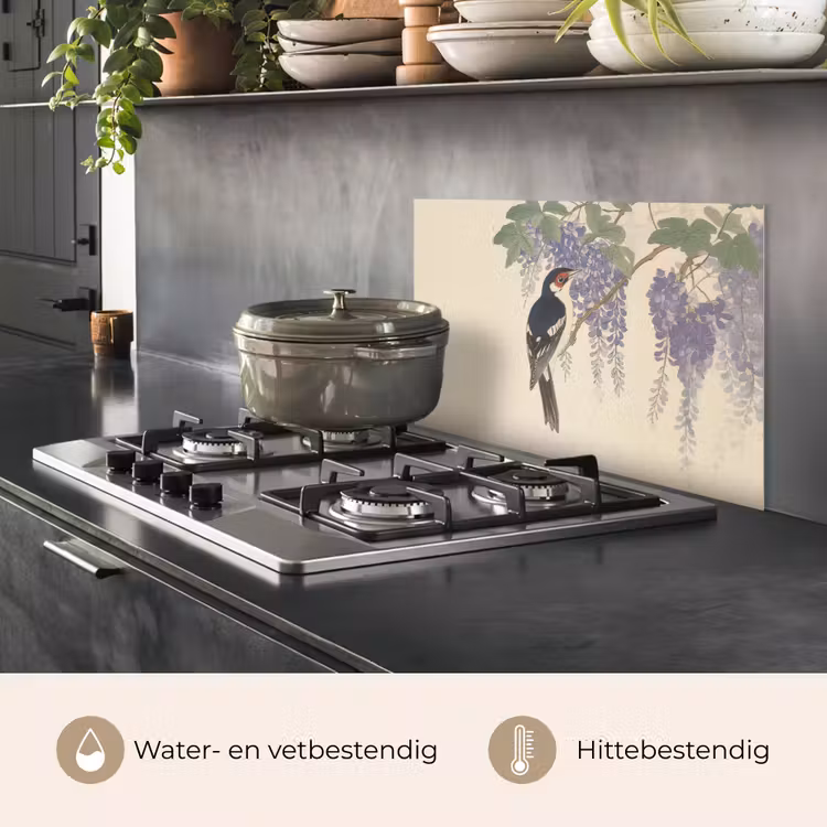 Spatscherm keuken - Specht - Bloemen - Paars — 2