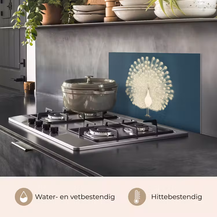 Spatscherm keuken - Vogel - Blauw - Vintage — 2