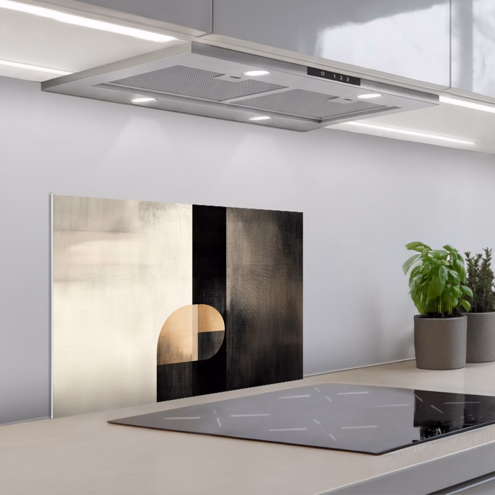 Spatscherm keuken - Vormen - Modern - Zwart — 1