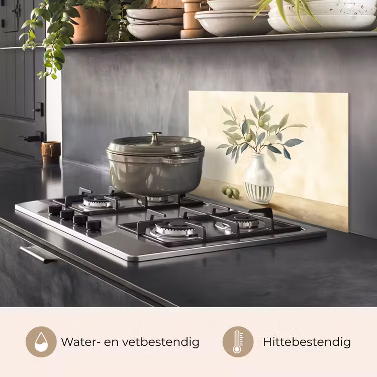 Spatscherm keuken - Vaas - Keramiek - Olijftakken — 2