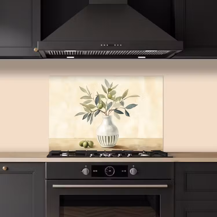 Spatscherm keuken - Vaas - Keramiek - Olijftakken — 5