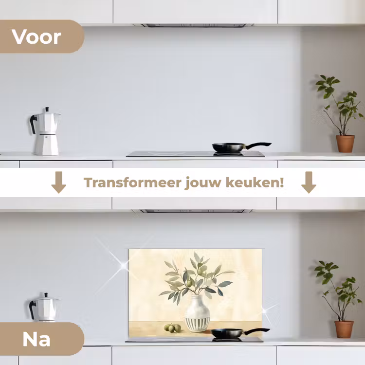 Spatscherm keuken - Vaas - Keramiek - Olijftakken — 7