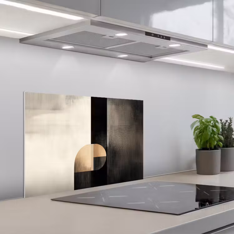 Spatscherm keuken - Vormen - Modern - Zwart — 1