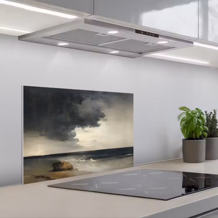 Spatscherm keuken - Kust - Golven - Rots - Storm — 1