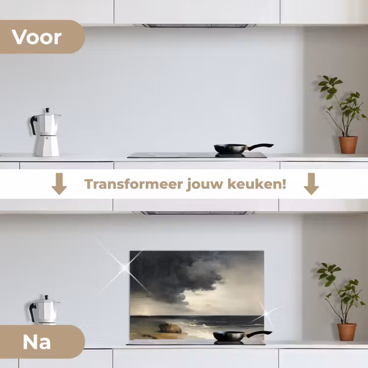 Spatscherm keuken - Kust - Golven - Rots - Storm — 7