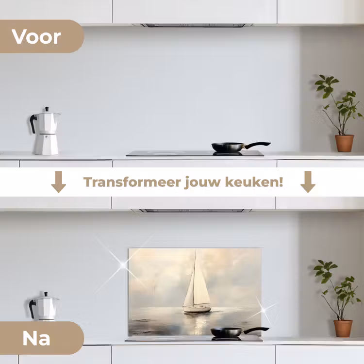 Spatscherm keuken - Zeilschip - Zee - Bewolkt — 7