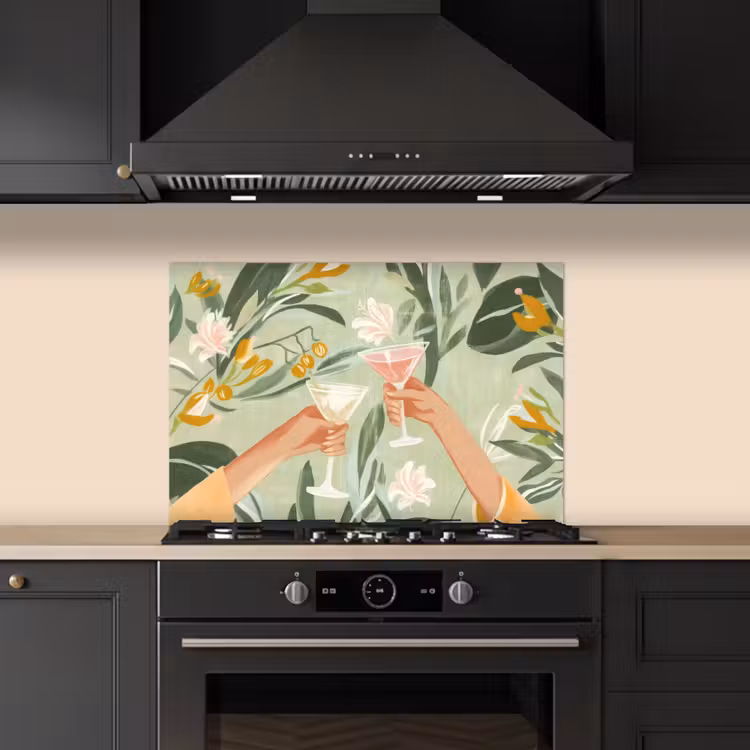 Spatscherm keuken - Glazen - Proosten - Bladeren - Groen — 5