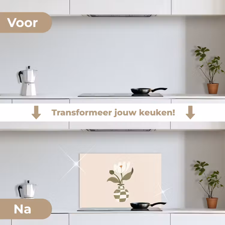 Spatscherm keuken - Vaas - Geruit - Bloem - Groen — 7