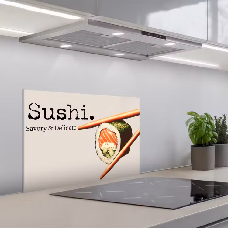 Spatscherm keuken - Sushi - Zalm - Rijst - Japans — 1