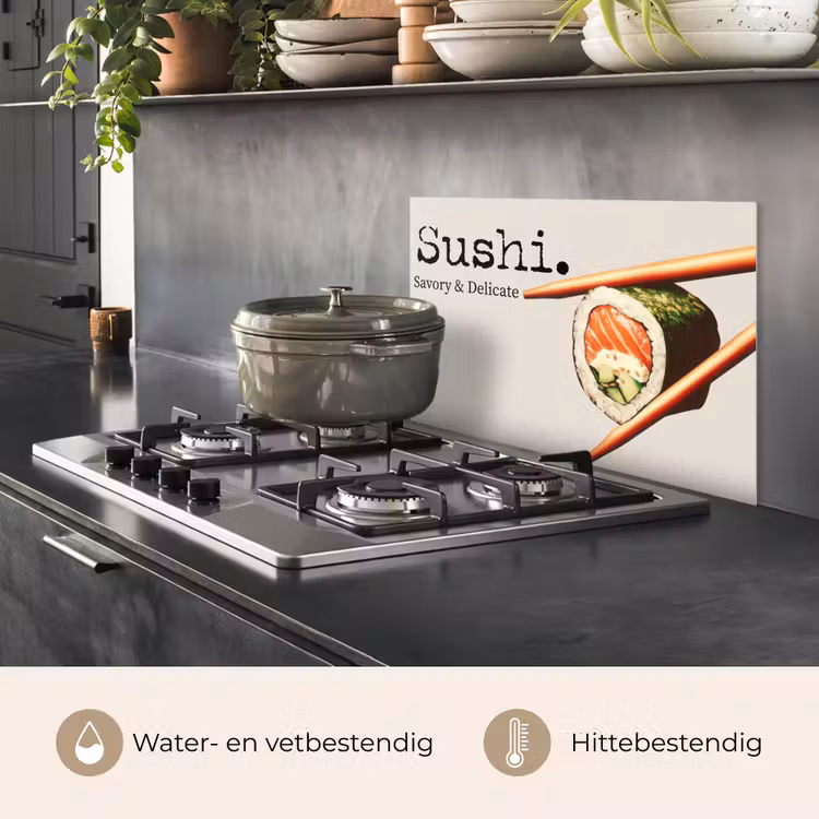 Spatscherm keuken - Sushi - Zalm - Rijst - Japans — 2