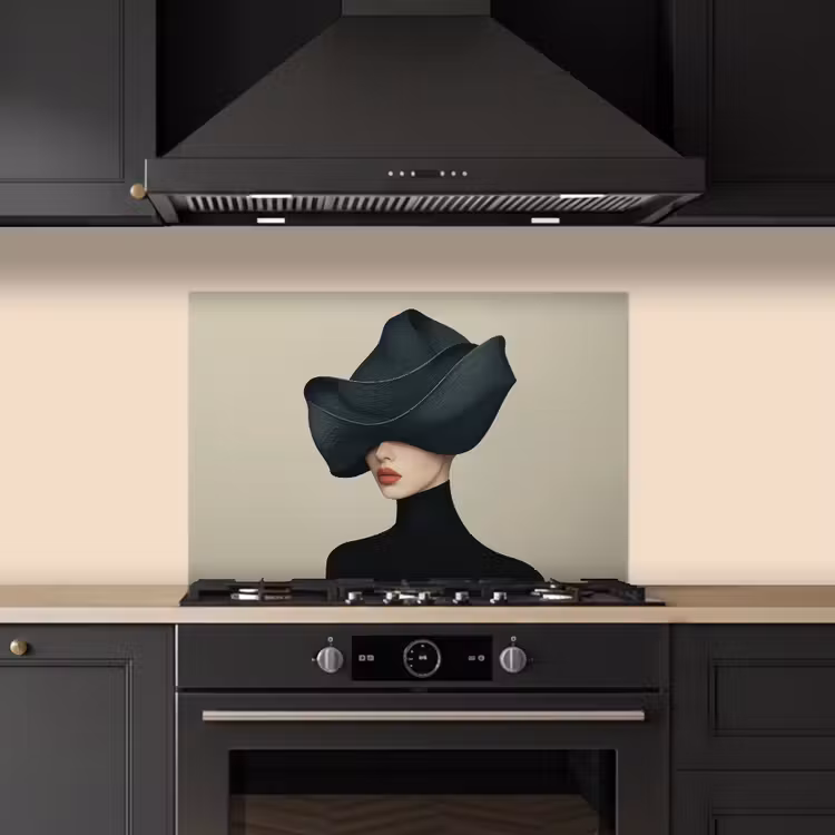 Spatscherm keuken - Vrouw - Groen - Hoed — 5