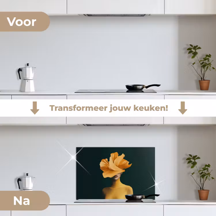 Spatscherm keuken - Vrouw - Hoed - Geel — 7
