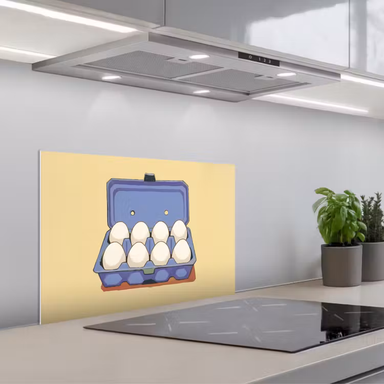 Spatscherm keuken - Eieren - Doos - Minimalistisch - Blauw — 1