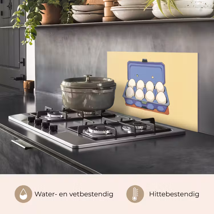 Spatscherm keuken - Eieren - Doos - Minimalistisch - Blauw — 2