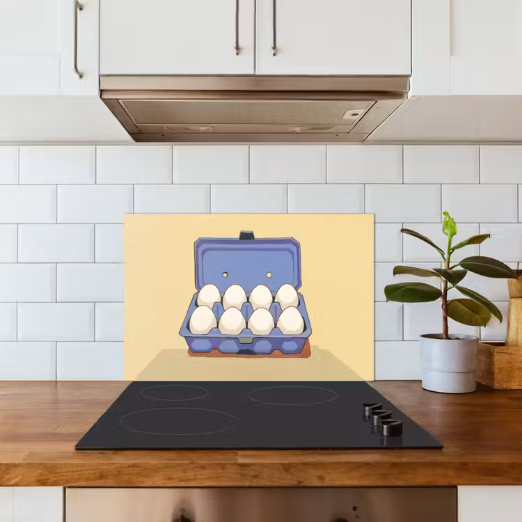 Spatscherm keuken - Eieren - Doos - Minimalistisch - Blauw — 3