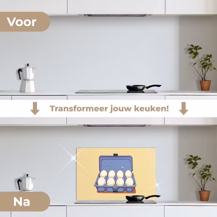 Spatscherm keuken - Eieren - Doos - Minimalistisch - Blauw — 7
