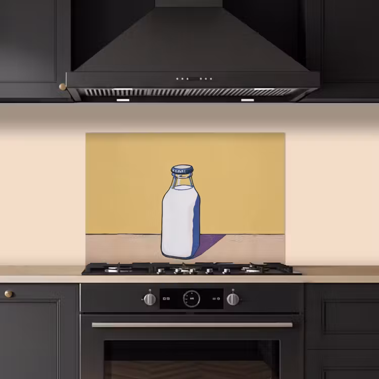 Spatscherm keuken - Glazen - Fles - Illustratie - Melk — 5