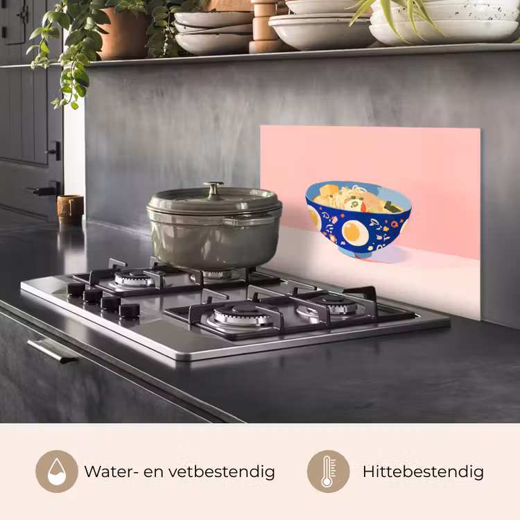 Spatscherm keuken - Noodles - Kom - Blauw - Illustratie — 2