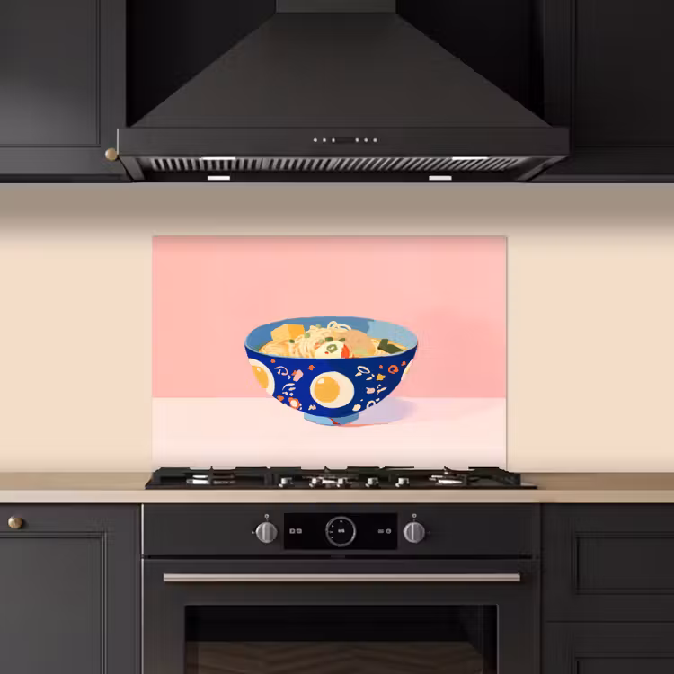 Spatscherm keuken - Noodles - Kom - Blauw - Illustratie — 5