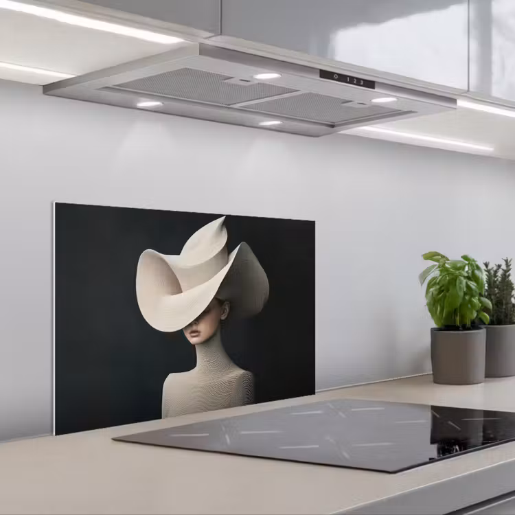 Spatscherm keuken - Vrouw - Golvende - Hoed — 1