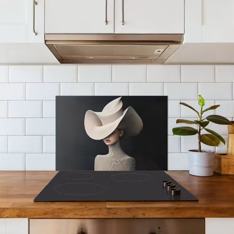 Spatscherm keuken - Vrouw - Golvende - Hoed — 3