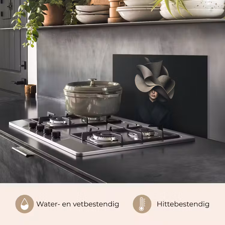 Spatscherm keuken - Zwarte - Hoed - Vrouw — 2