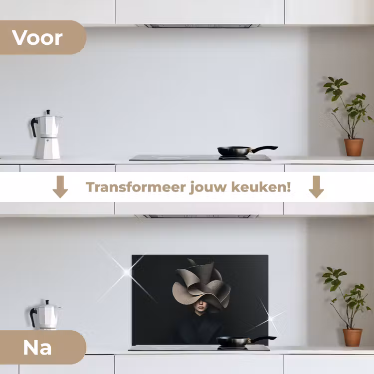 Spatscherm keuken - Zwarte - Hoed - Vrouw — 7