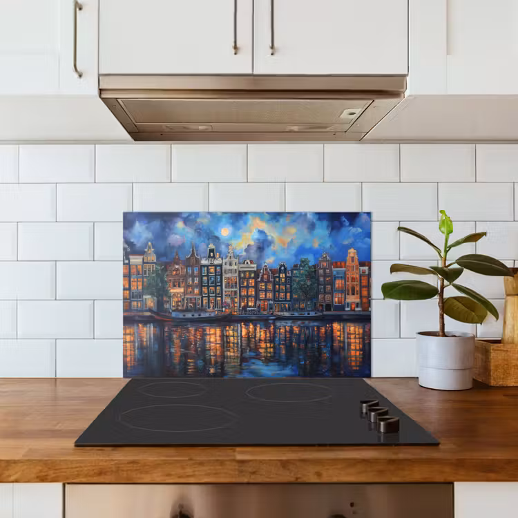 Spatscherm keuken - Grachten Amsterdam - Huizen - Stad - Kleurrijk — 3