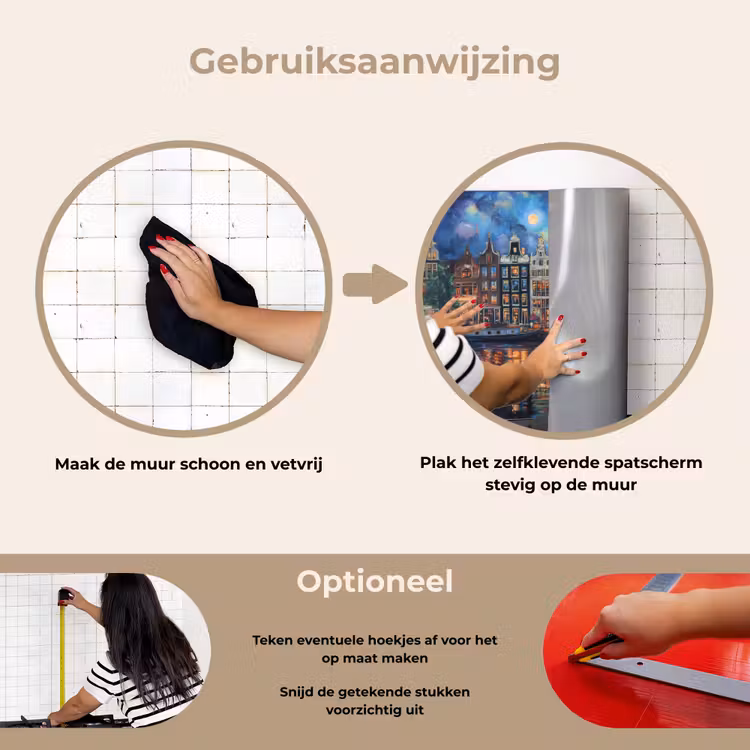 Spatscherm keuken - Grachten Amsterdam - Huizen - Stad - Kleurrijk — 6