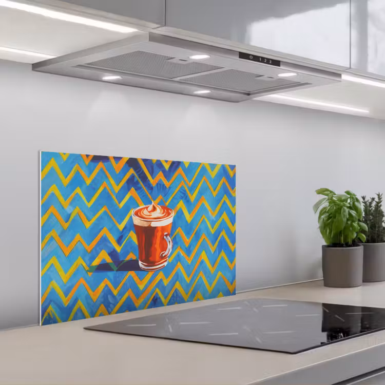 Spatscherm keuken - Mok - Koffie - Zigzag - Slagroom — 1