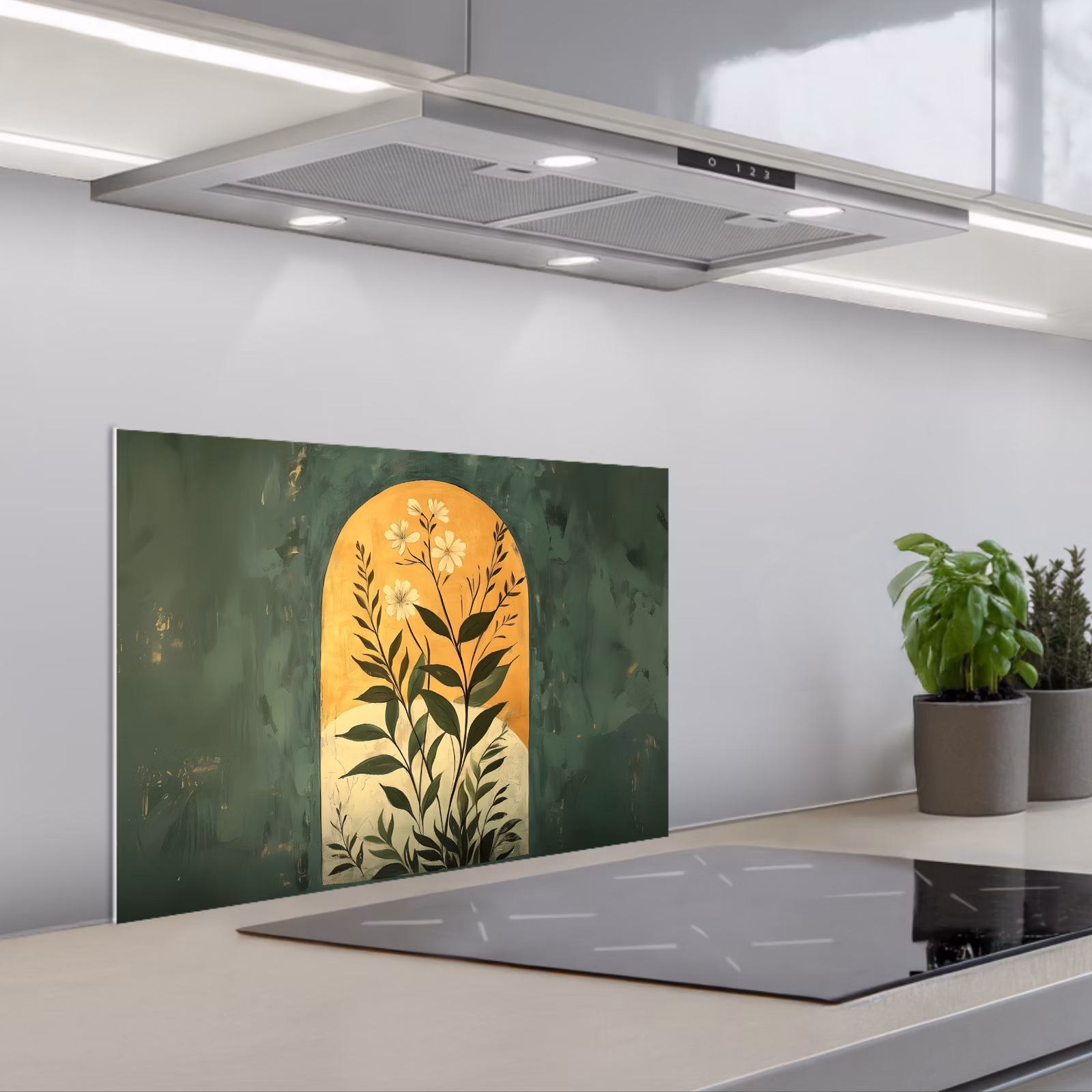 Spatscherm keuken - Plant - Bloemen - Wit — 1