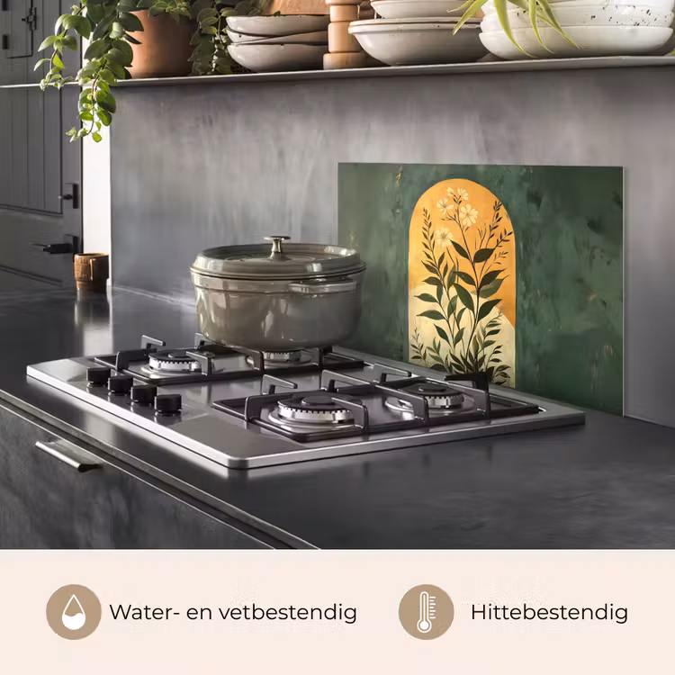 Spatscherm keuken - Plant - Bloemen - Wit — 2