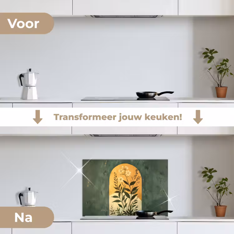 Spatscherm keuken - Plant - Bloemen - Wit — 7