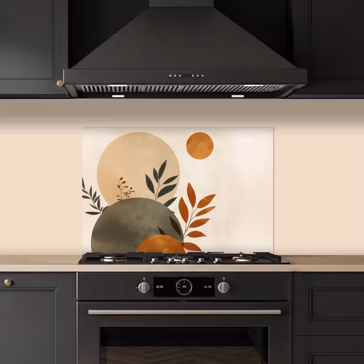 Spatscherm keuken - Vormen - Rond - Bladeren - Beige — 5