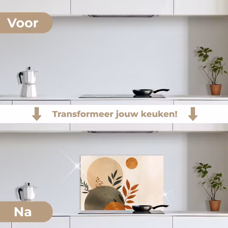 Spatscherm keuken - Vormen - Rond - Bladeren - Beige — 7