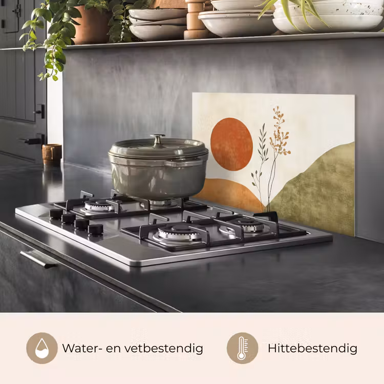 Spatscherm keuken - Zon - Abstract - Takken - Oranje — 2