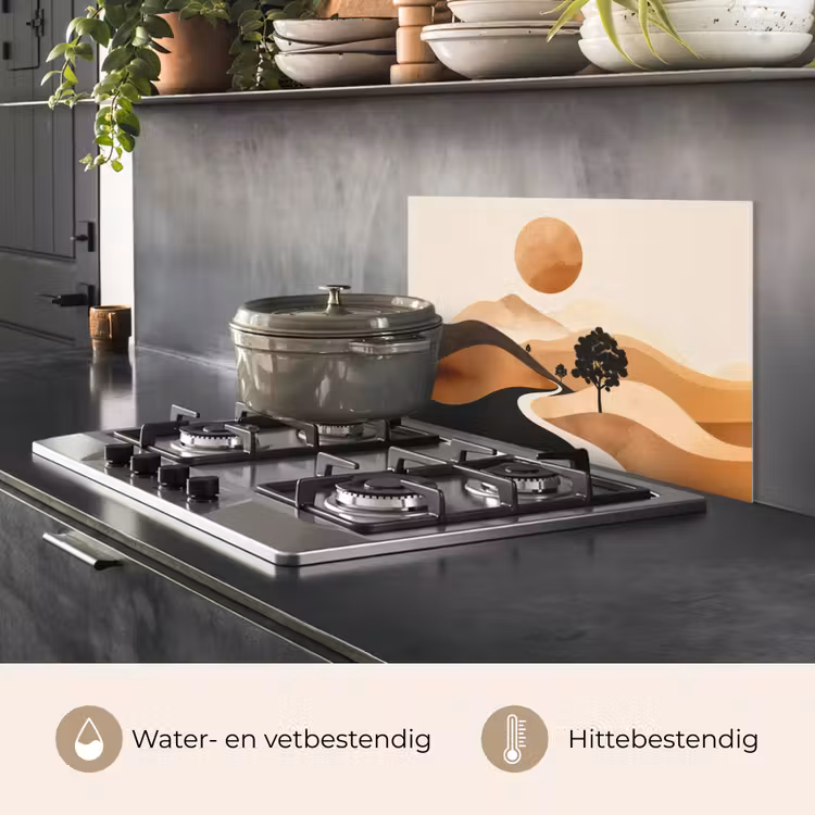 Spatscherm keuken - Zon - Heuvels - Boom - Abstract — 2